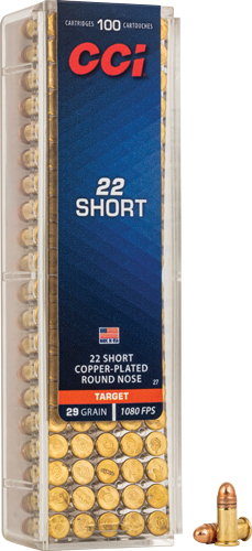 CCI 22 SHORT 29GR PLATED RN - 1080FPS 100RD 50BX/CS