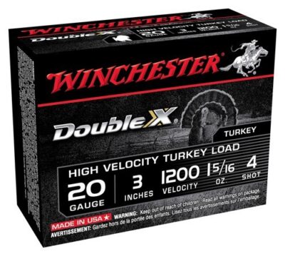WINCHESTER DOUBLE-X 20GA 3" - 1-5/16OZ #4 10RD 10BX/CS